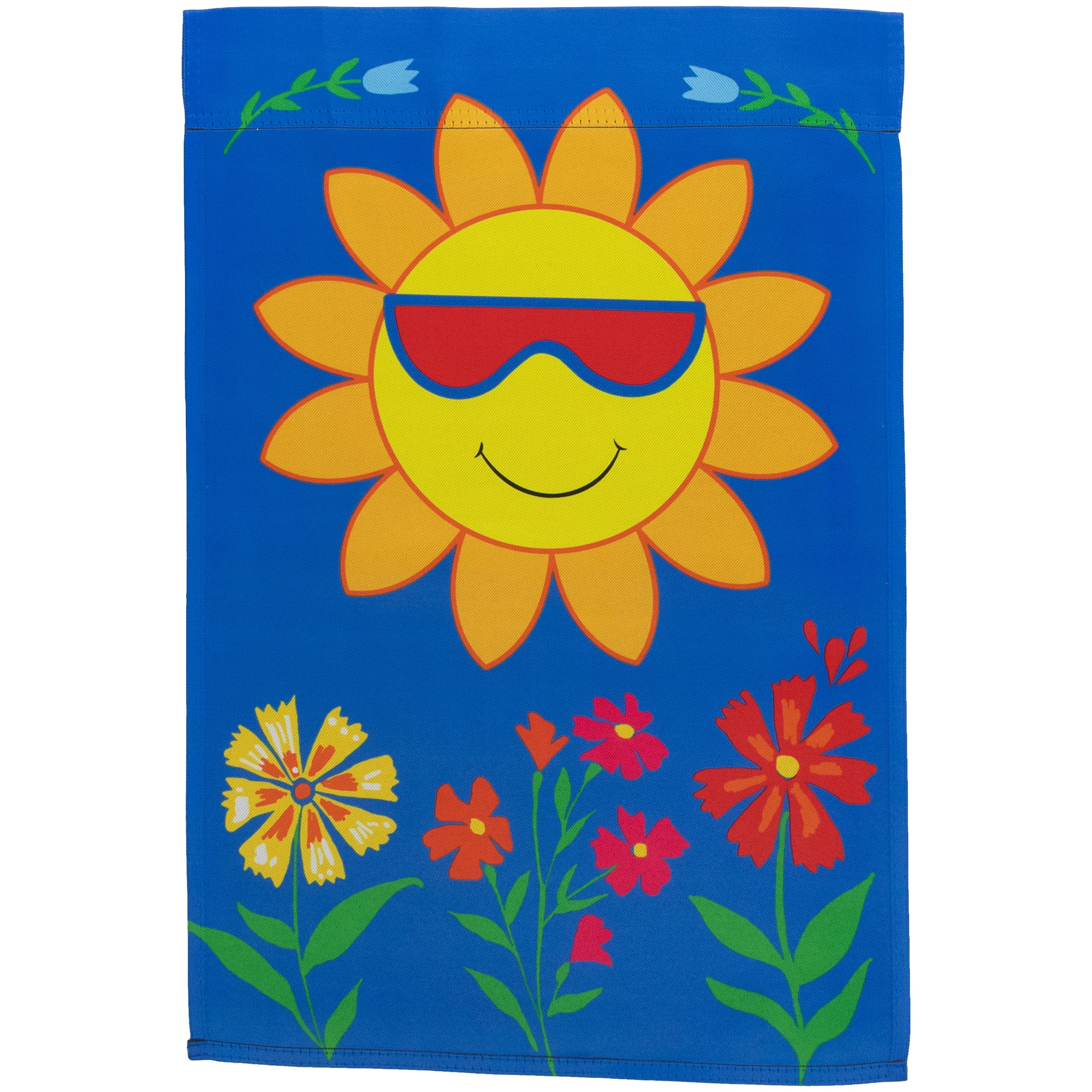 18" Smiling Sun Floral Garden Flag